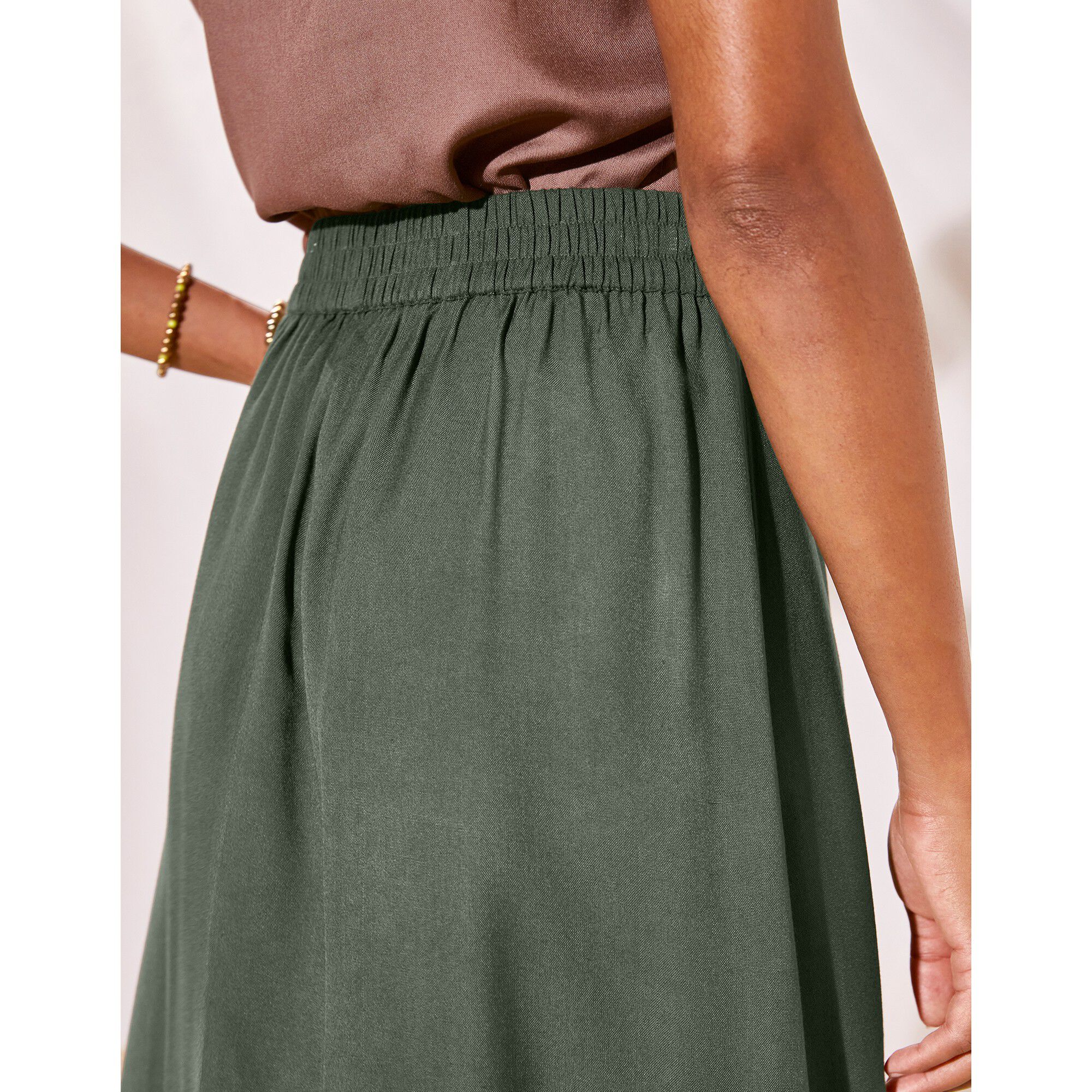 Jupe boutonnée fluide unie, spéciale petites