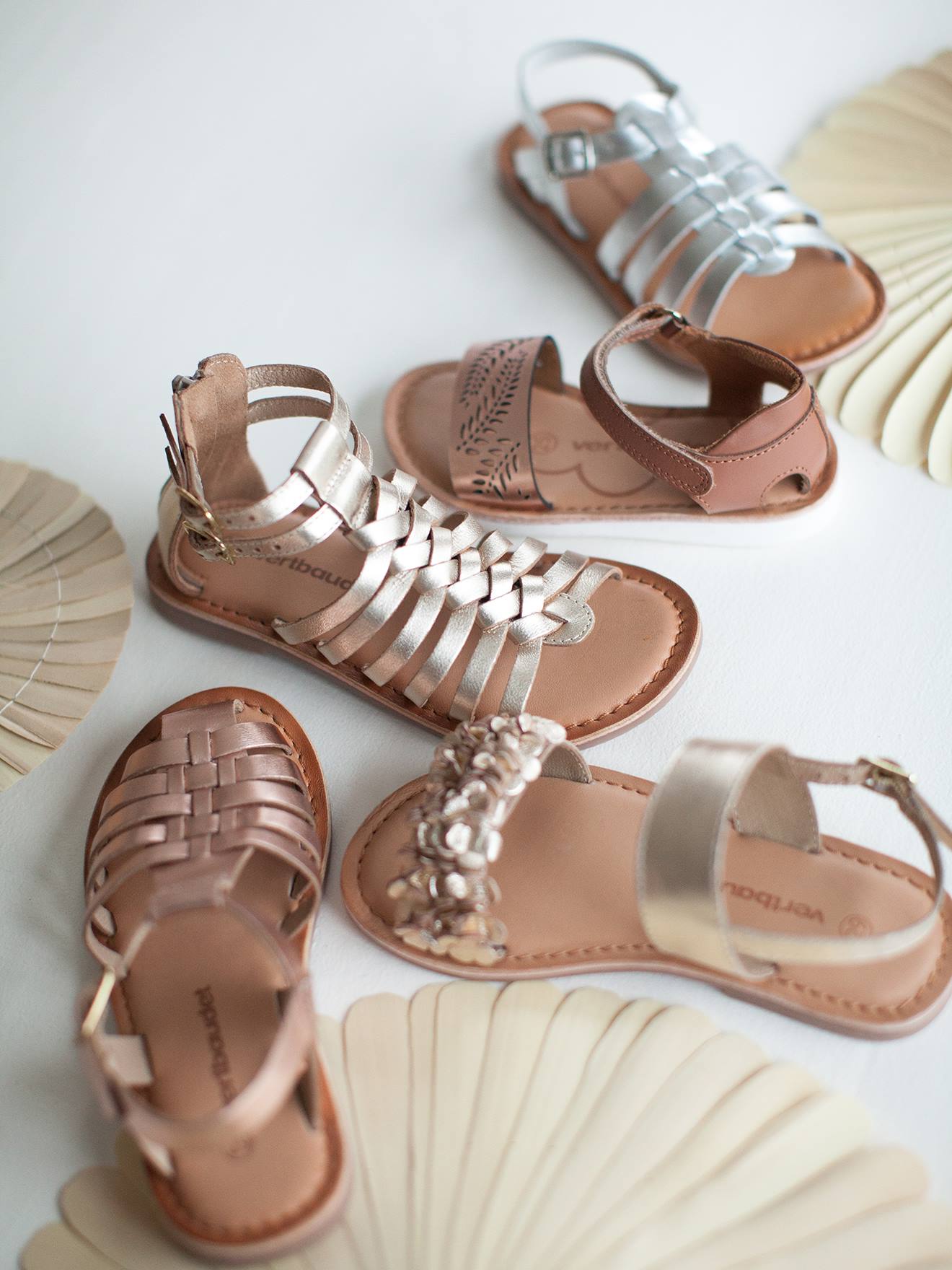 Sandales cuir fille champagne