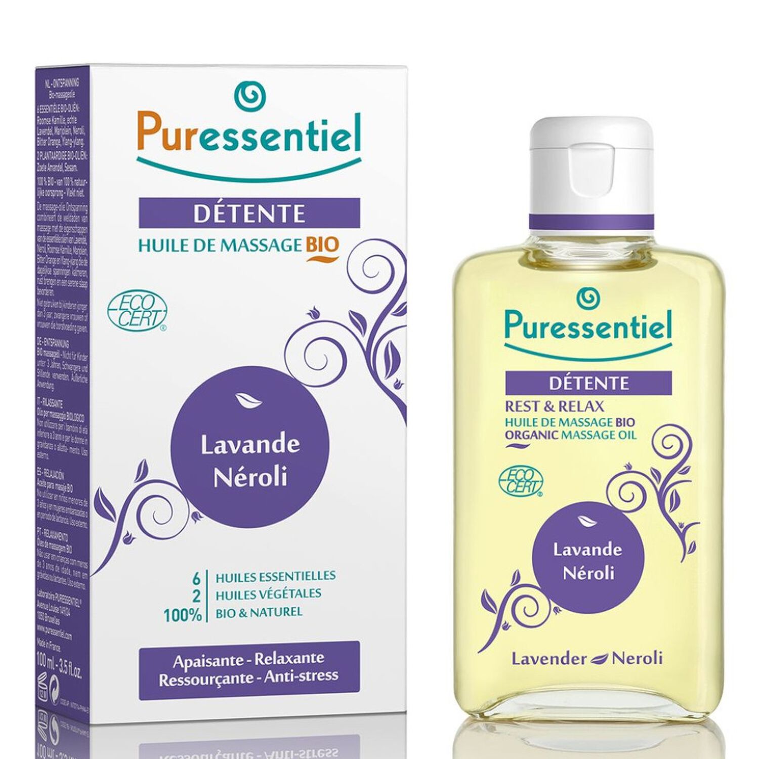 Puressentiel Détente Huile de Massage Bio Lavande/Néroli 100 ml