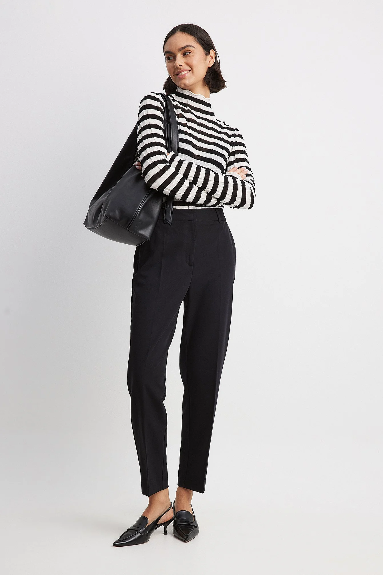 Gerade cropped Anzughose mit hoher Taille