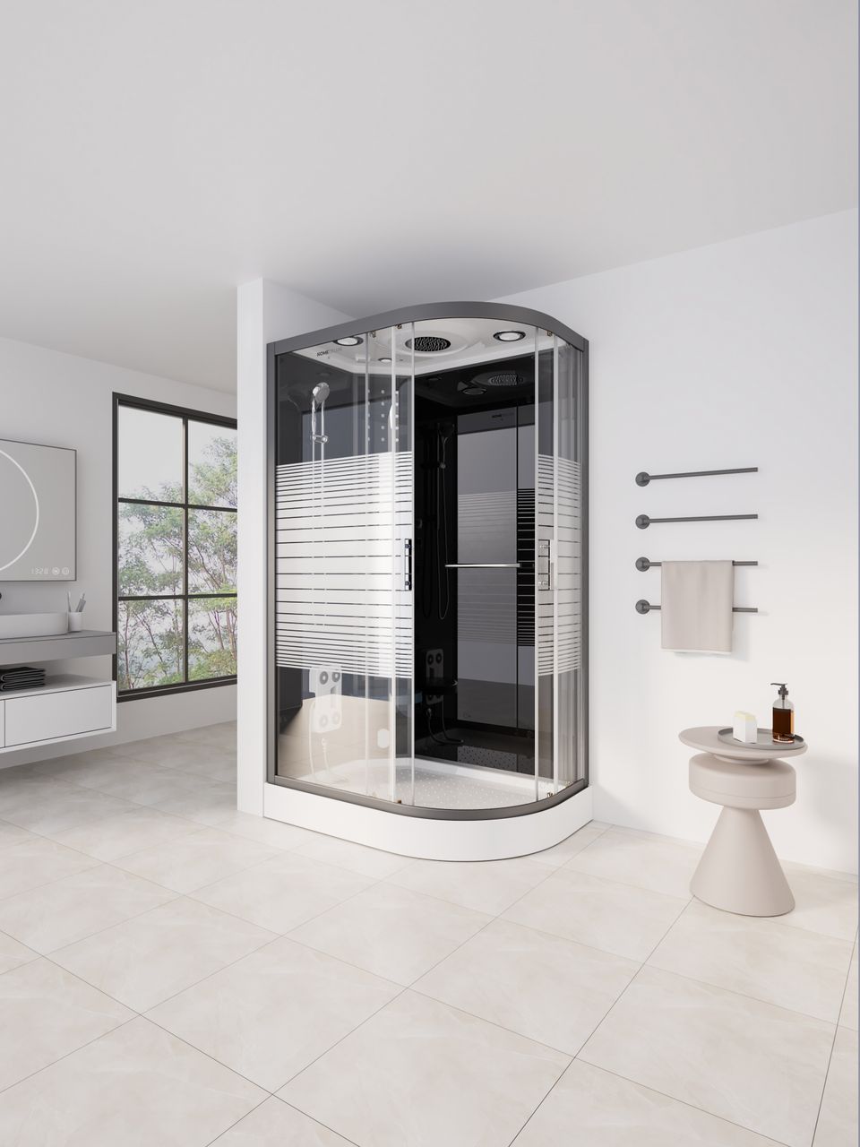 Home Deluxe Dampfdusche BLACK PEARL - 120 x 80 cm Rechts