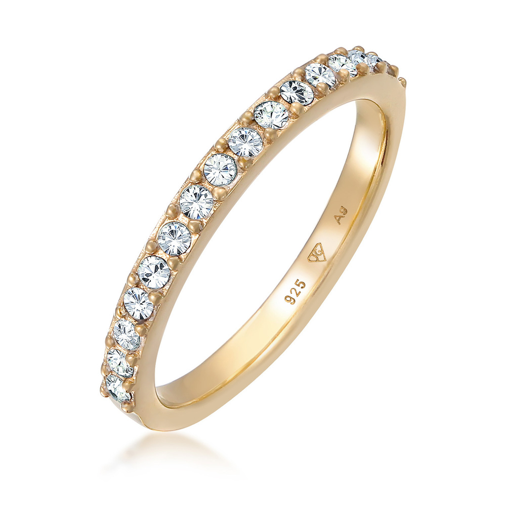 Elli Elli Bague Femmes Bande Mémoire élégant avec Cristal en Argent Sterling 925 Bague