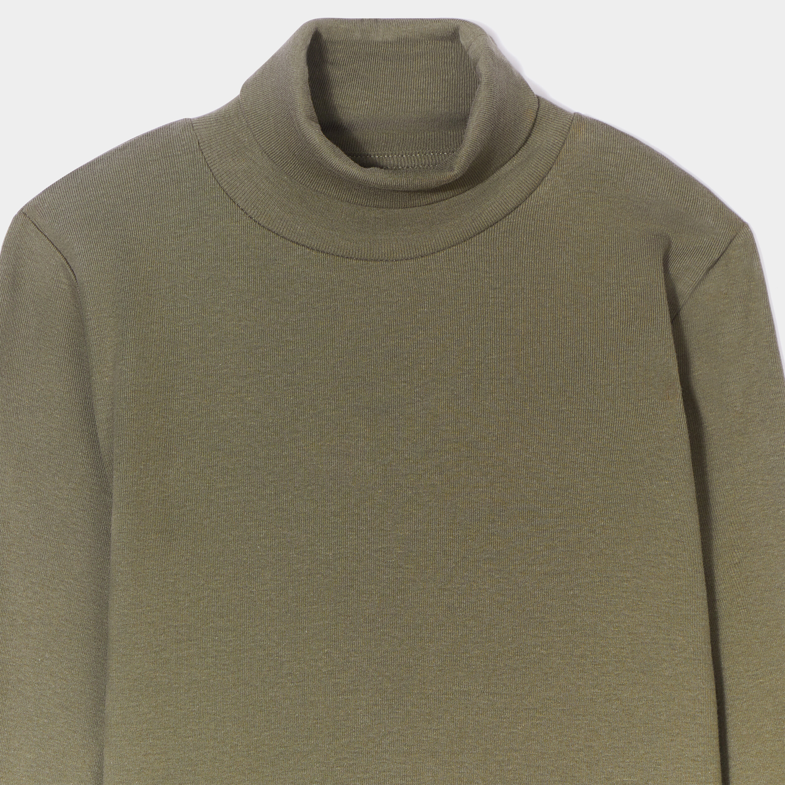 T-shirt col roulé manches longues vert kaki garçon | La Halle