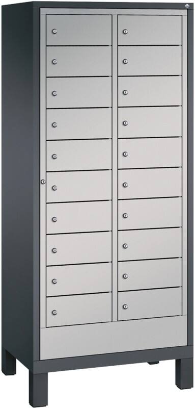 C P S 3000 Evolo Metall Schließfach 21 Türen Zylinderschloss 810 x 500 x 1.850 mm Schwarz 48060-210 S10073
