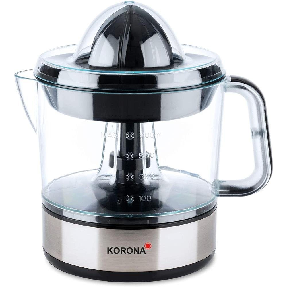 KORONA Zitruspresse Zitruspresse 27020 Edelstahl / Schwarz, 40 W, Elektrische Saftpresse, 0,7l, Frucht-Entsafter