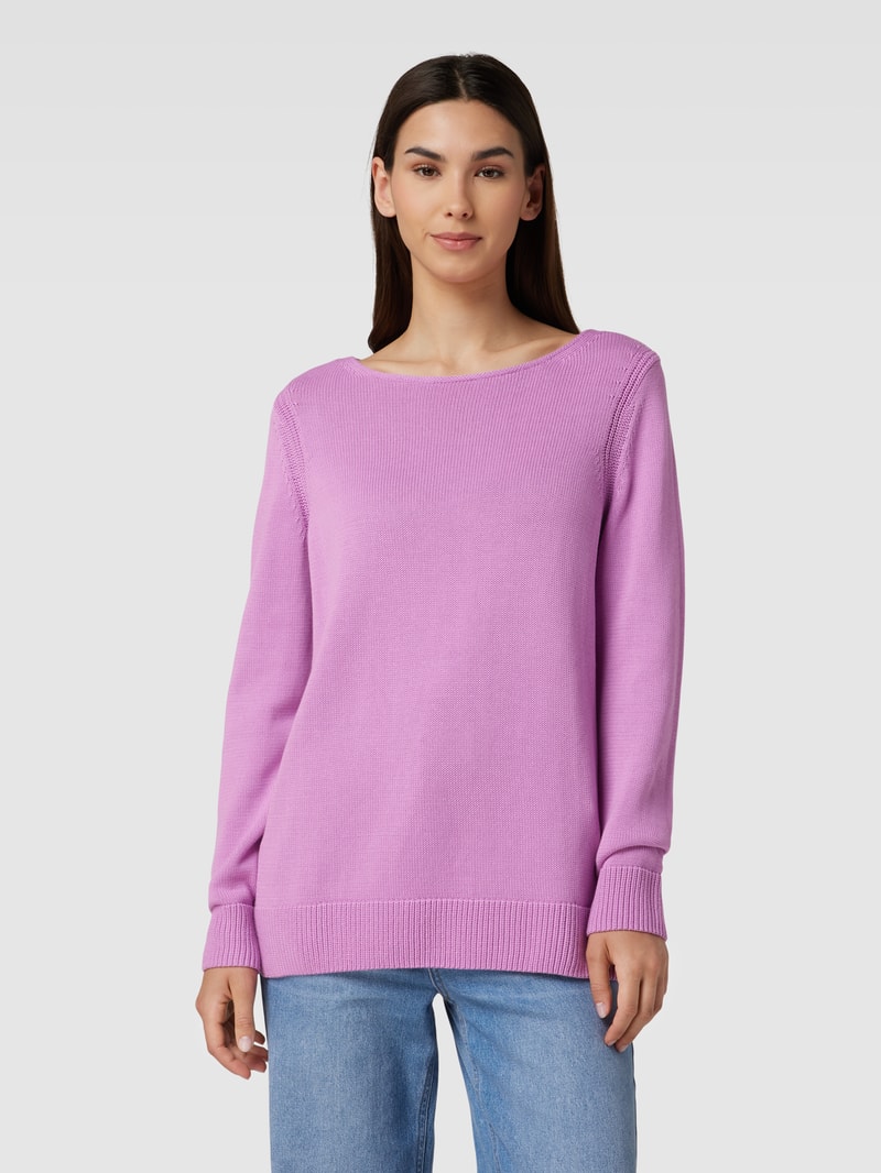 Strickpullover mit U-Boot-Ausschnitt in violett