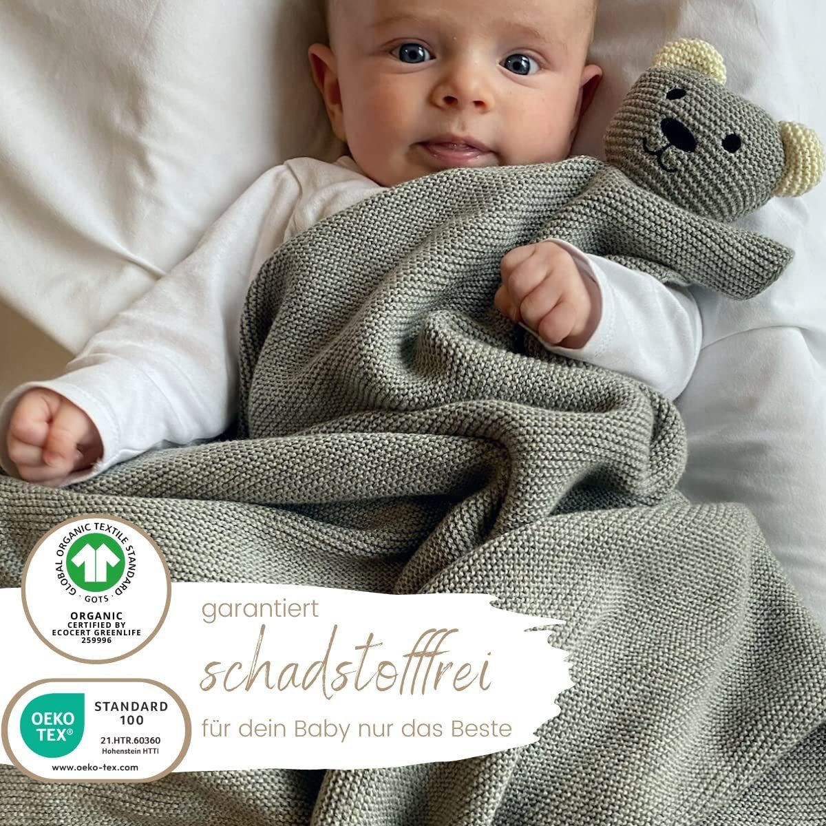 Babydecke DIKOS® Babydecke SCHMUSE-Bär Baby Geschenk Mädchen Junge Geschenkset, DIKOS, Geschenk zur Geburt, PREMIUM Qualität, 100 % BIO Baumwolle, nachhaltig