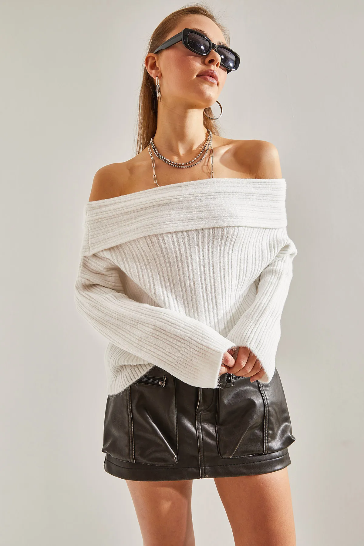 Bianco Lucci  Damenpullover mit Rüschenkragen