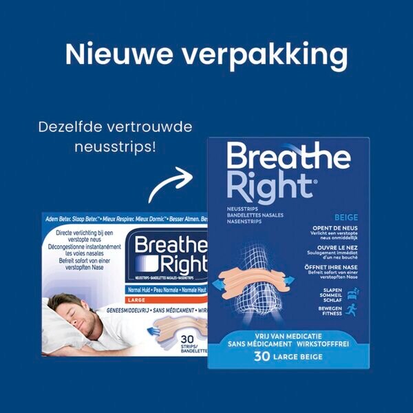 Breathe Right -nenäliuskat lääkinnällinen laite - koko L, 30 kpl