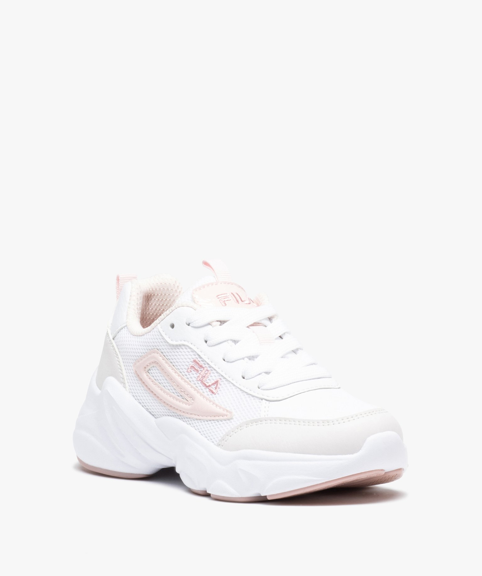 Baskets femme bi-matières à lacets - Fila blanc | GEMO