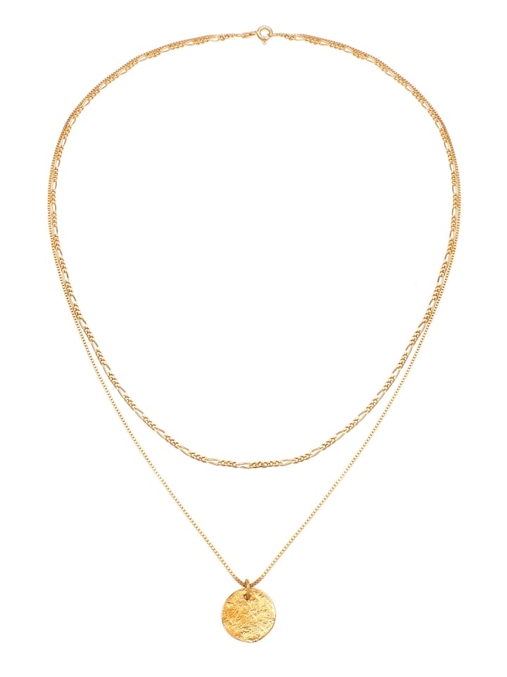 Elli Halskette 925 Sterling Silber Plättchen, Figaro in Gold günstig kaufen