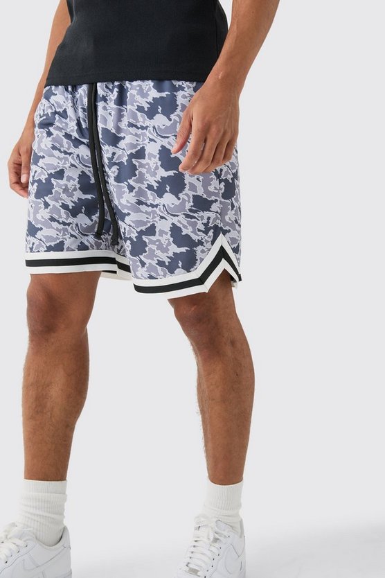 Lockere mittellange Camouflage Mesh Basketball-Shorts