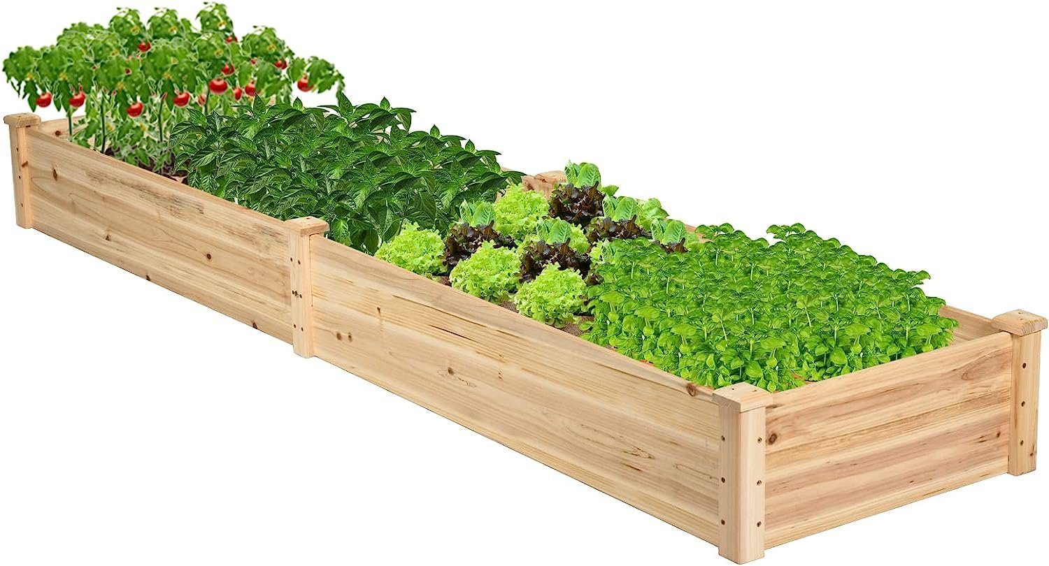 KOMFOTTEU Hochbeet Hochbeetkasten, aus Holz, 240 x 60 x 25cm