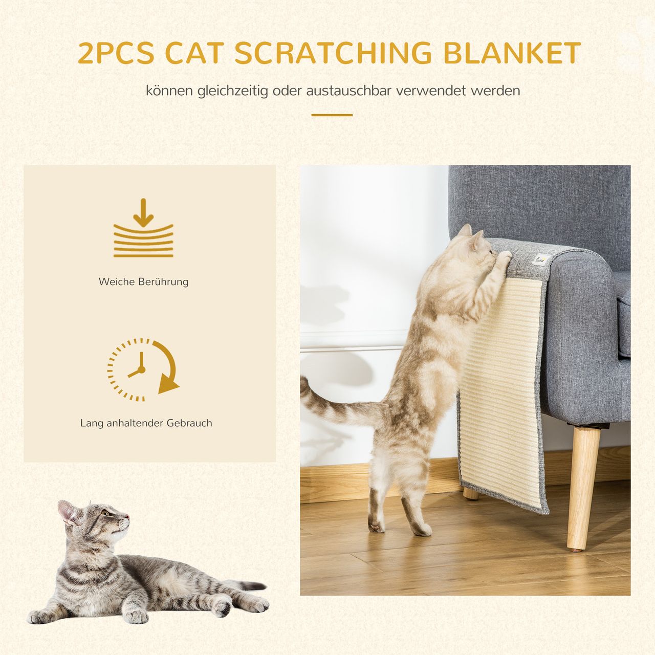 PawHut Kratze Brett Kratzbaum Katzenspielzeug Sisal Polyester Grau