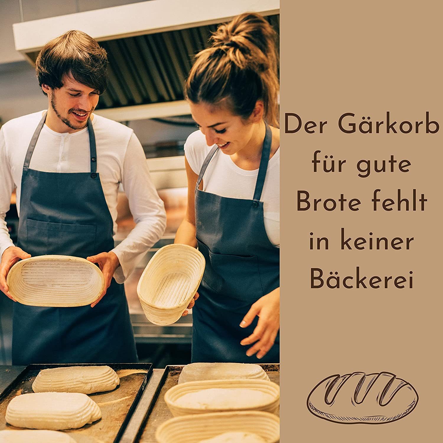 riijk Gärkorb Gärkorb inkl. Gratis Teigschaber, mit Leinentuch und Teigschaber