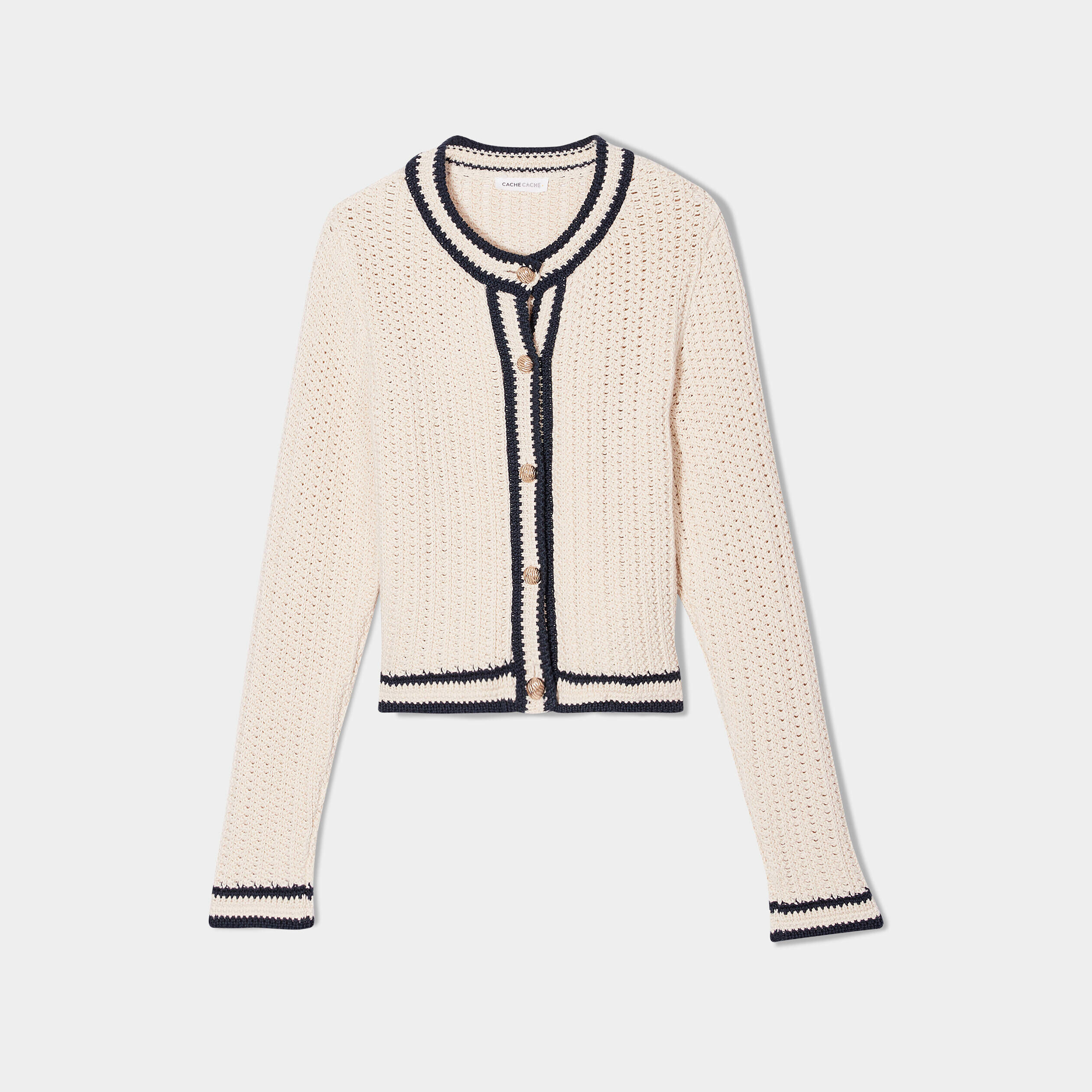 Veste manches longues boutonné ecru femme | Cache Cache