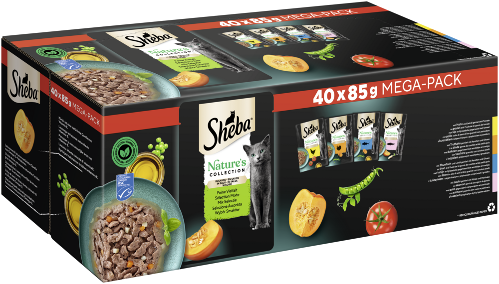 Sheba NATURE'S COLLECTION Portionsbeutel Multipack Feine Vielfalt in Sauce MSC 40x85g