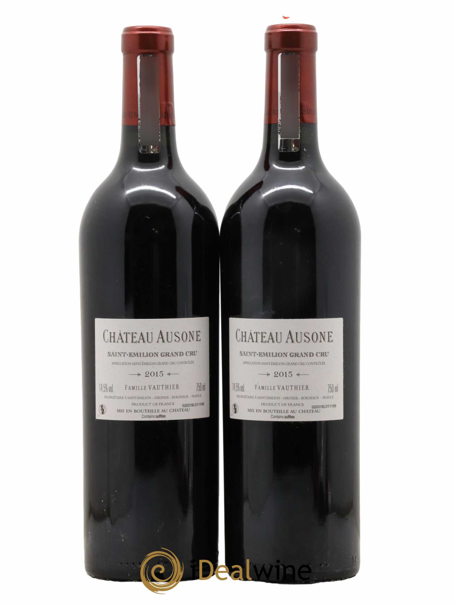 Château Ausone 1er Grand Cru Classé A  2015 - Lot de 2 Bouteilles