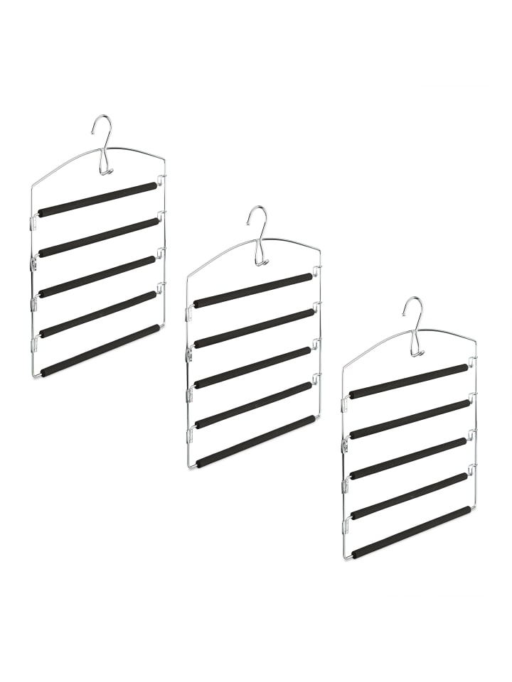 relaxdays 3er Hosenbügel Set in Silber/Schwarz günstig kaufen onesize
