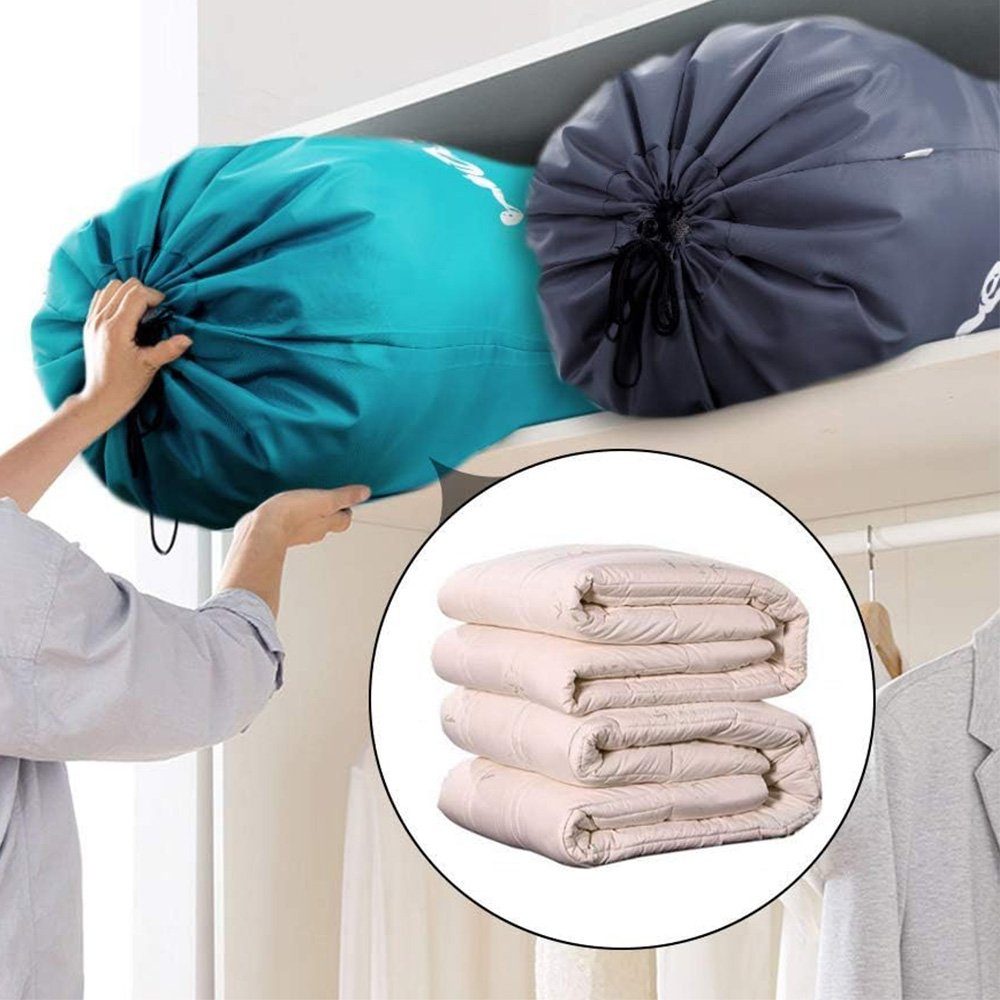FELIXLEO Wäschesäckchen Wäschesack Reise Faltbarer Wäschebeutel 70x100 cm Grau/ Blau 2Pack