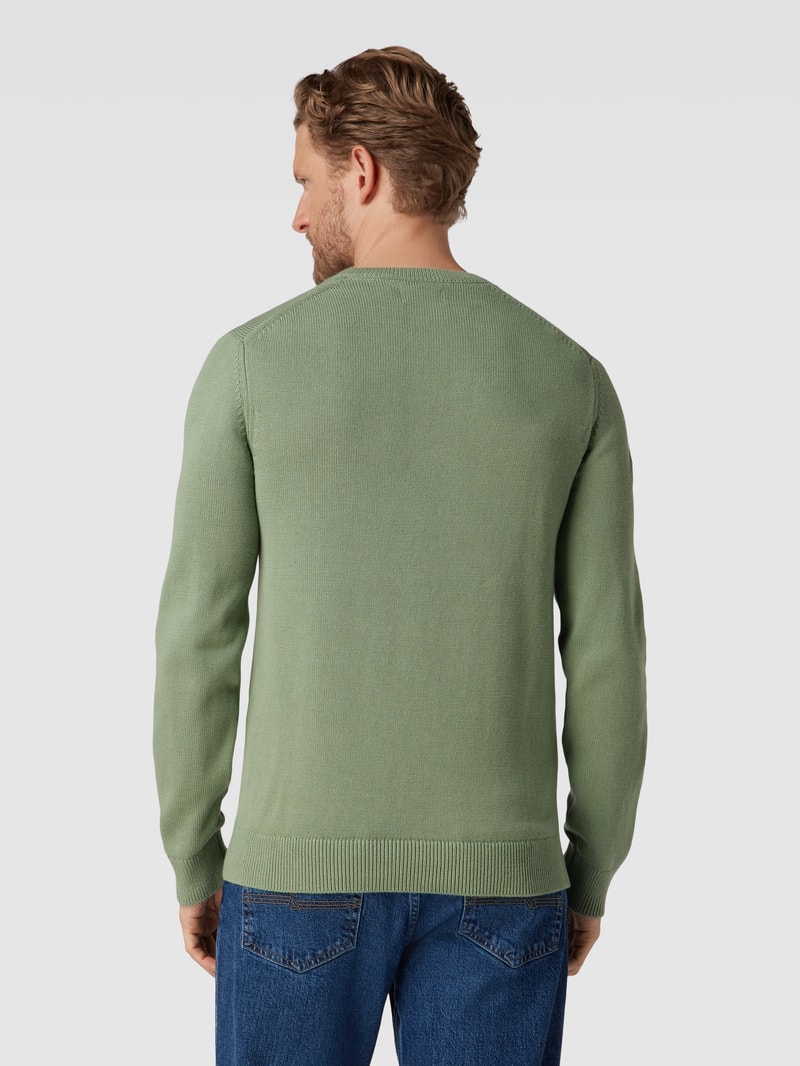 Strickpullover mit Label-Stitching in lindgrün
