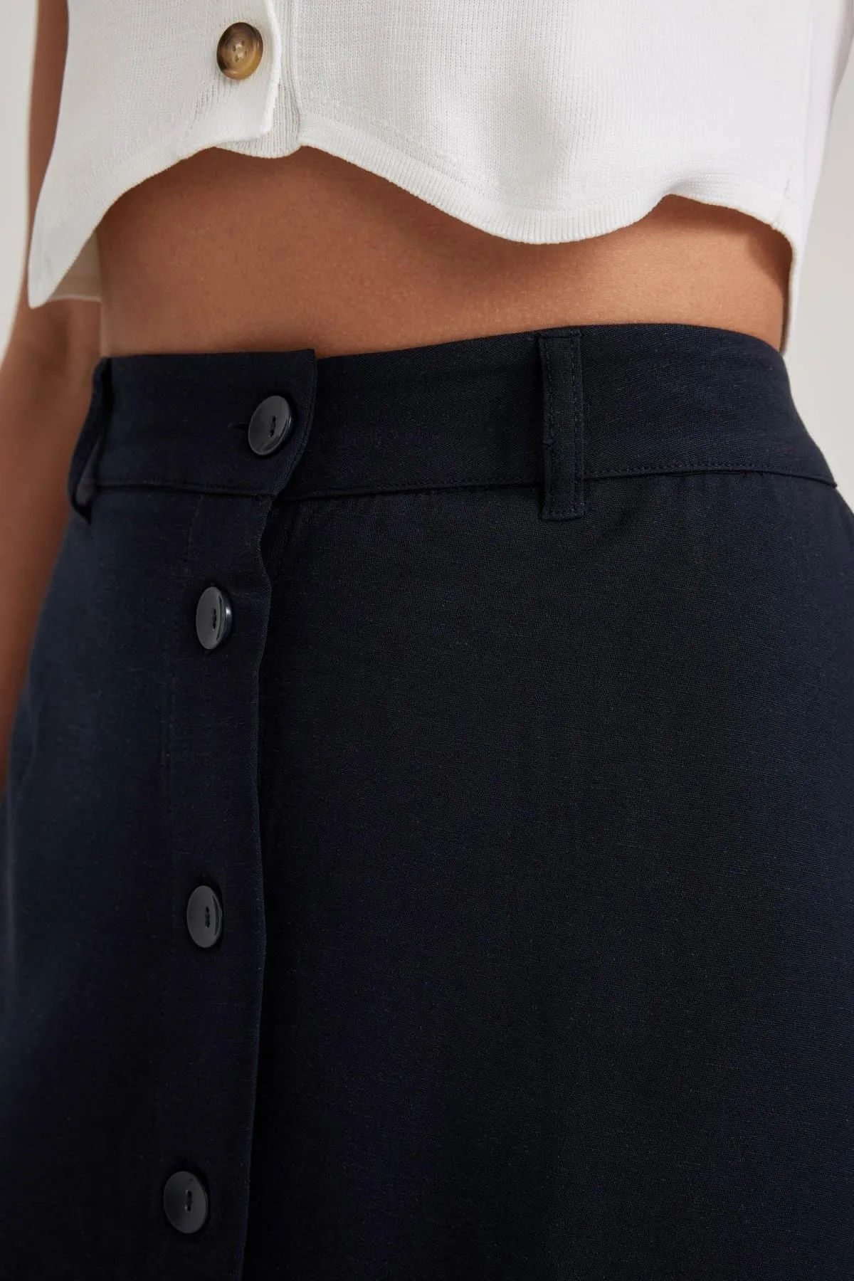 DeFacto  Gefütterter Midirock aus Leinenmischung mit normaler Taille A9699ax23hs