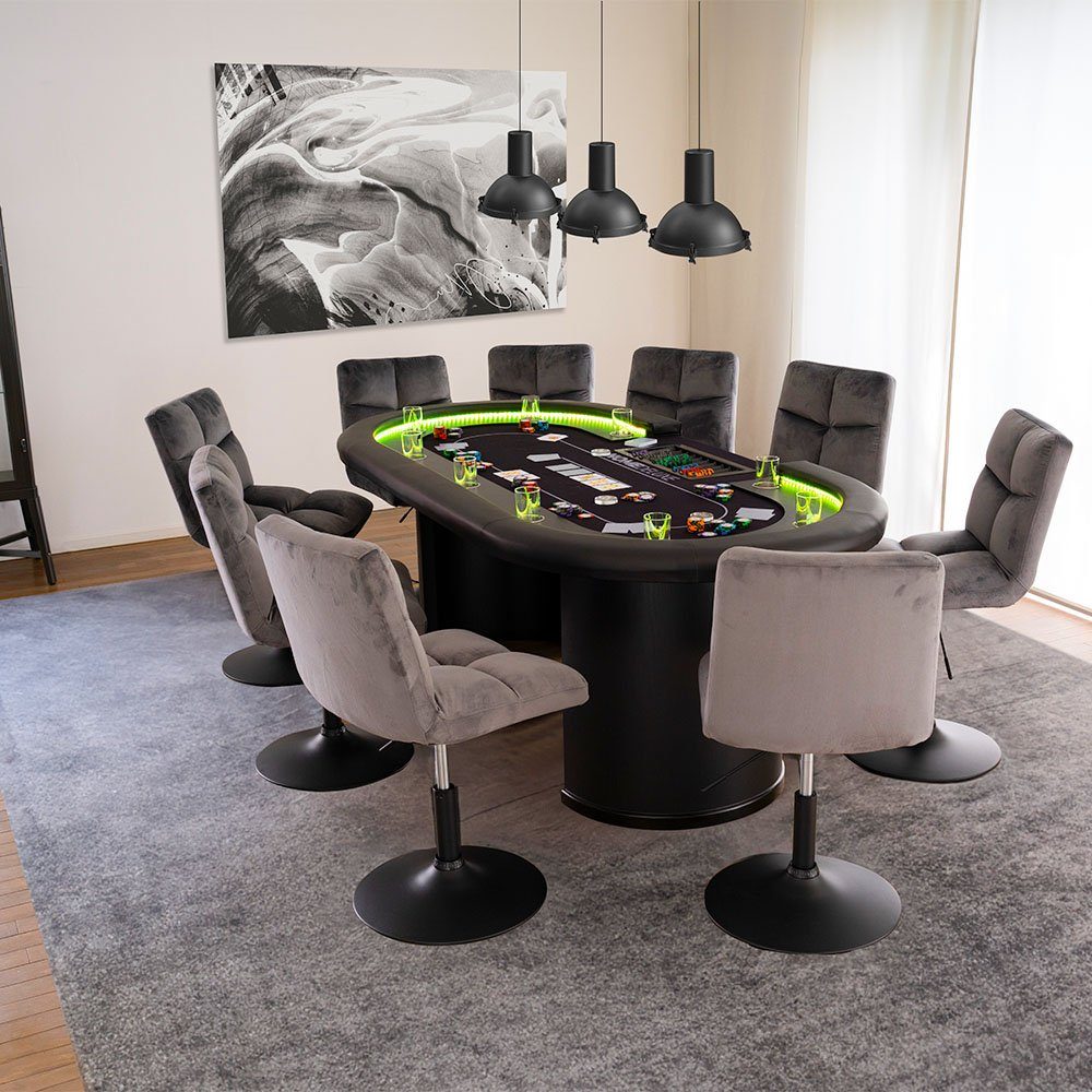 HOME DELUXE Polsterstuhl Pokerstuhl ACE 2er - 8er Set (2 Stück, 2 St), drehbar & höhenverstellbar, Barstuhl Samtstuhl Esszimmerstuhl