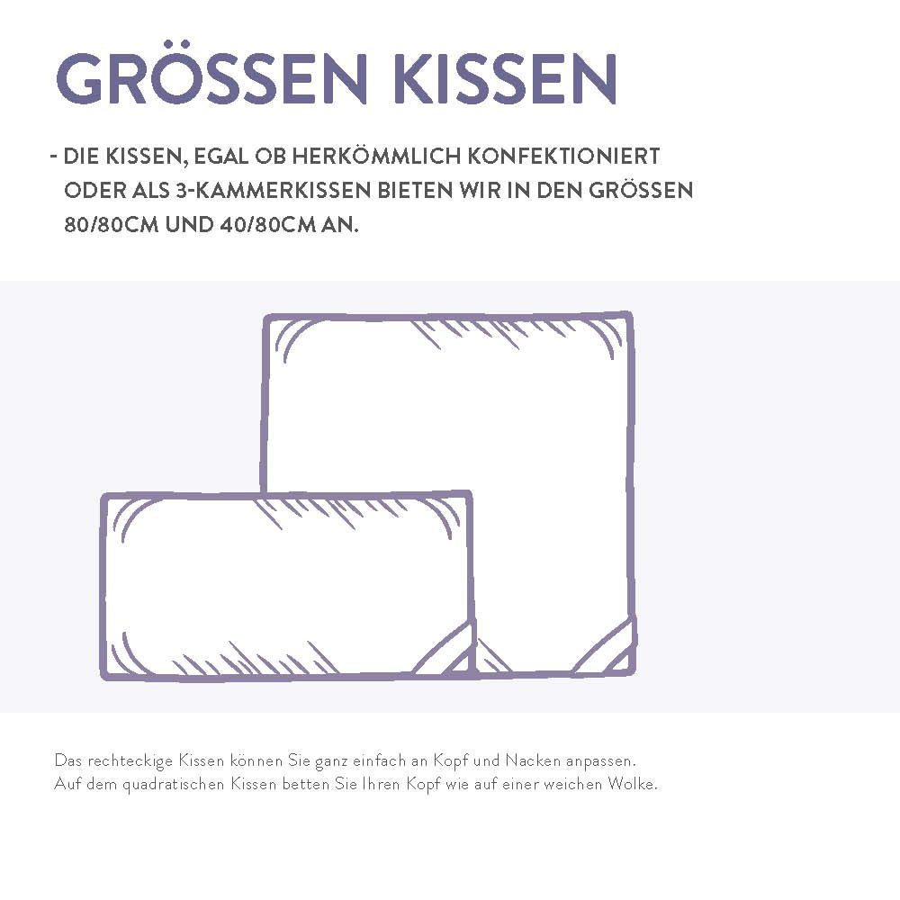 3-Kammer-Kopfkissen D500, Schlafstil, Füllung: Daunen, Federn, Bezug: 100 % Baumwolle, Hergestellt in Deutschland, allergikerfreundlich