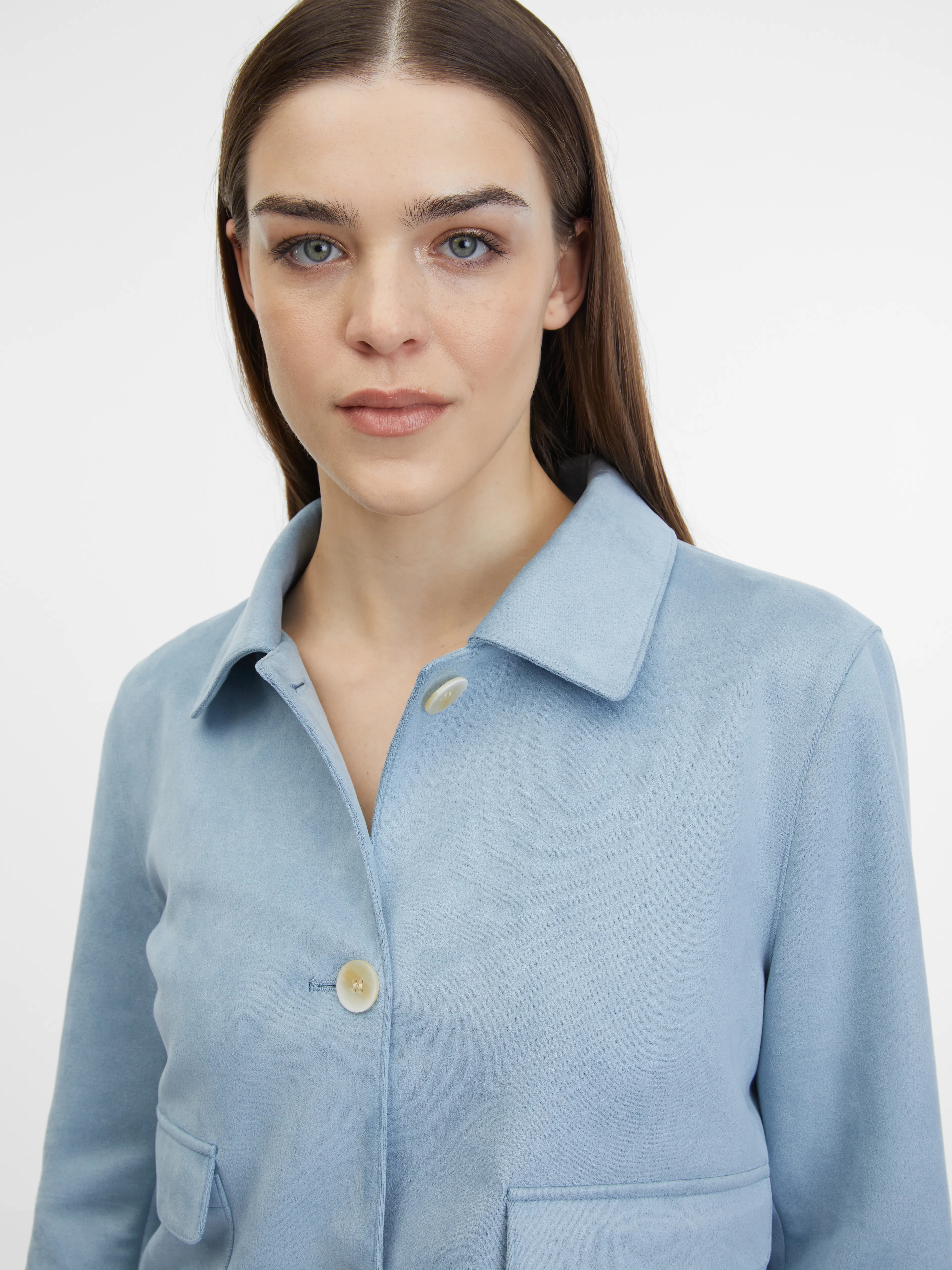Blaue Damenjacke aus Veloursleder ORSAY