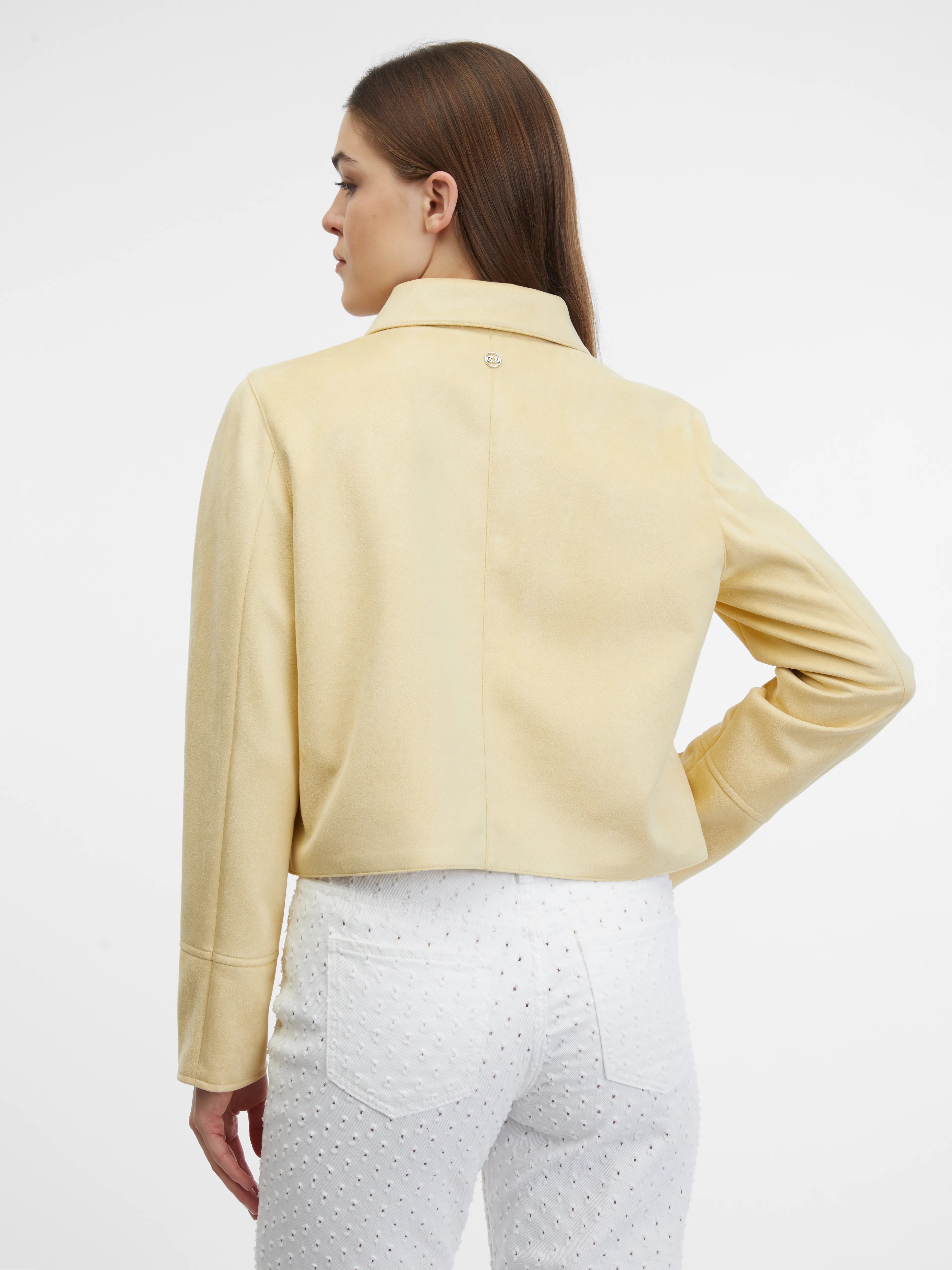Gelbe Damenjacke aus Veloursleder ORSAY