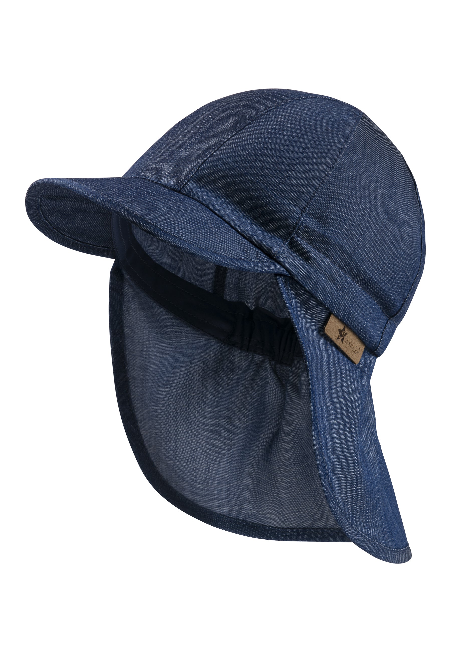 Schirmmütze mit Nackenschutz aus leichtem Jeansstoff