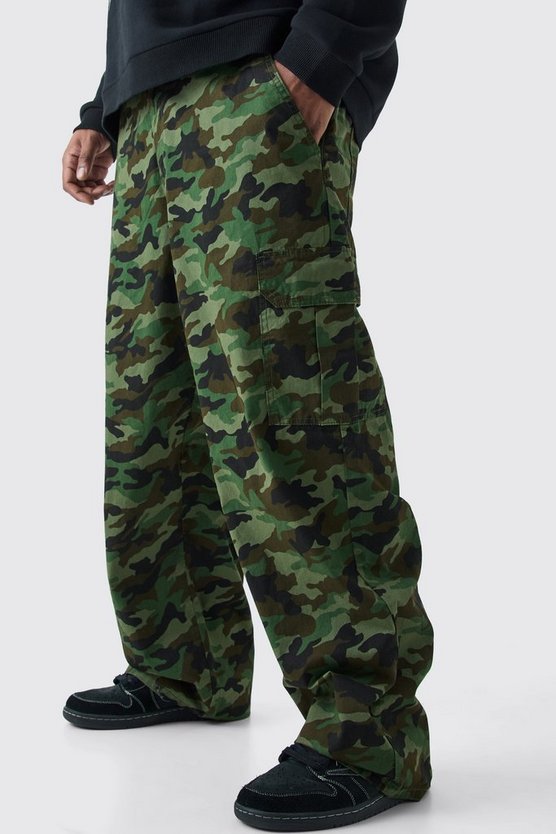 Plus lockere Twill Camouflage Cargo-Hose