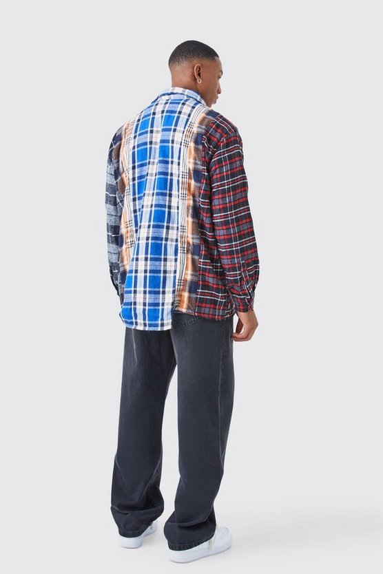 Asymmetrisches kariertes Oversize Hemd