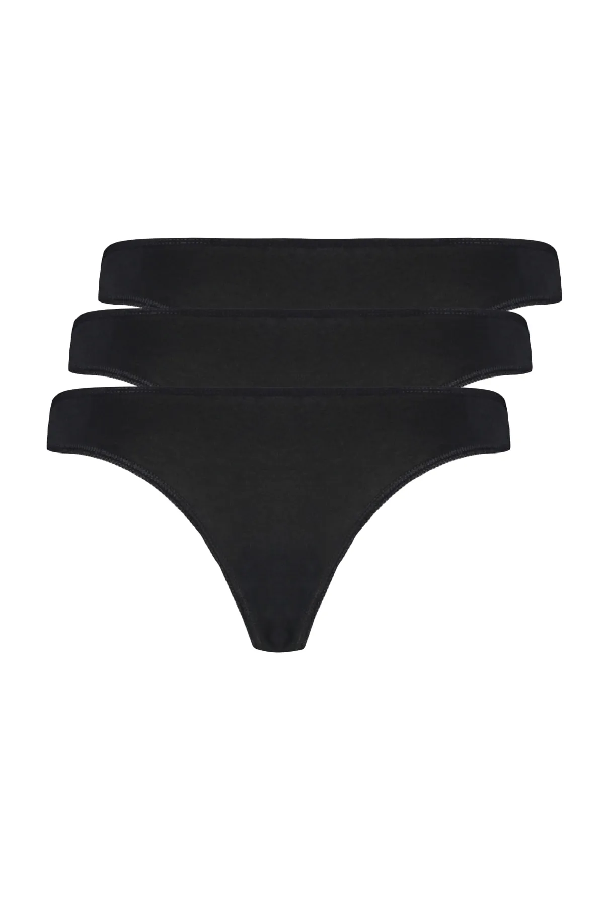Trendyol Collection  Schwarze brasilianische Strickhöschen aus Baumwolle im 3er-Pack mit Spitzendetail THMAW21KU0008