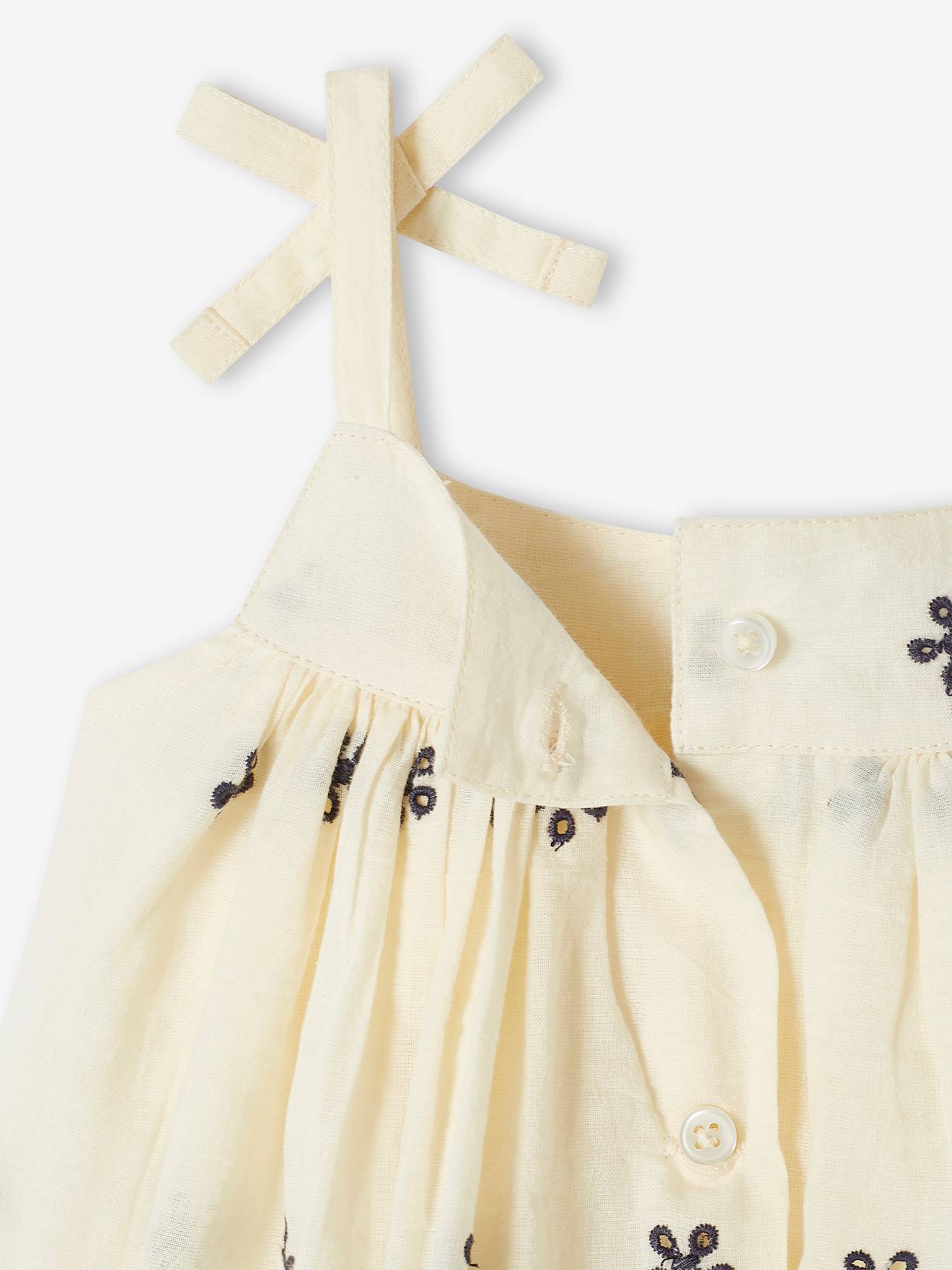 Vertbaudet Mädchen Baby-Set: Kleid, Shorts & Haarband - wollweiß