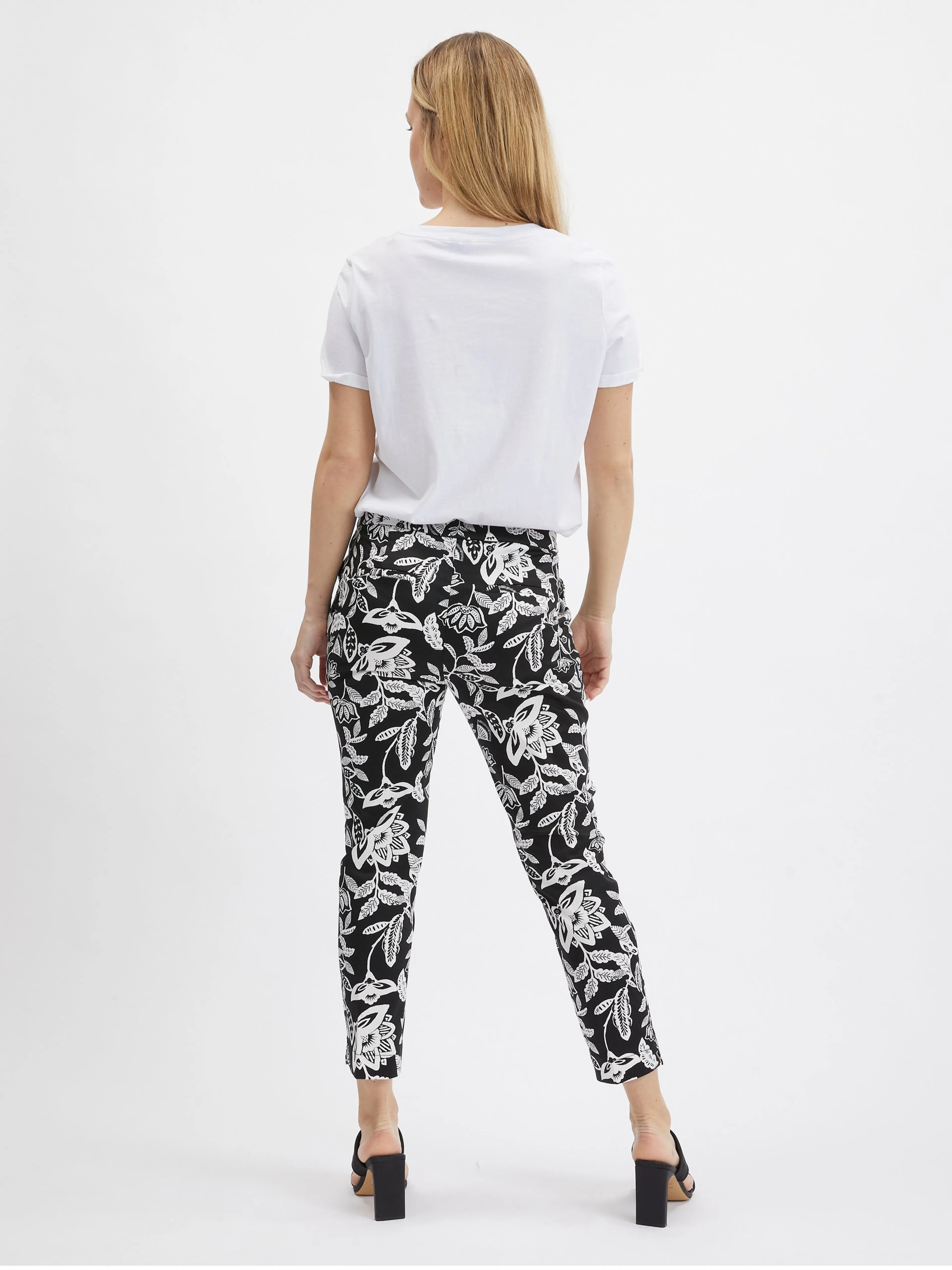 Weiß-schwarz gemusterte Damenhose ORSAY