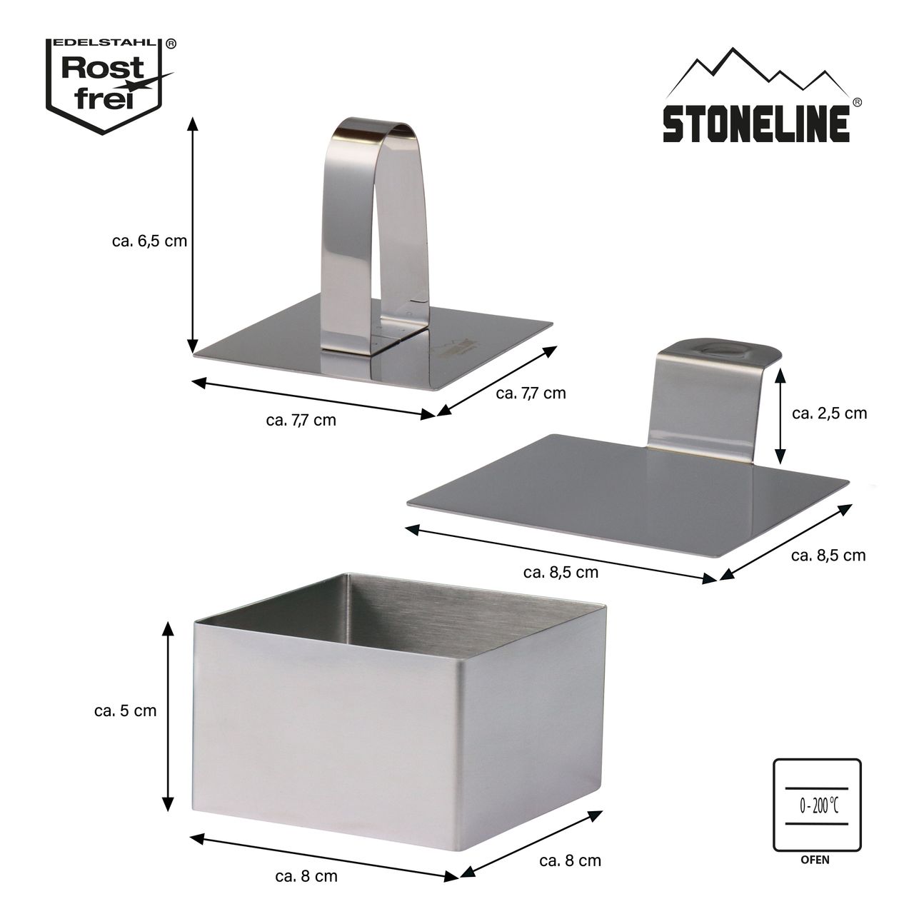 STONELINE® Dessert- und Speiseformen Set, 8-tlg., eckig