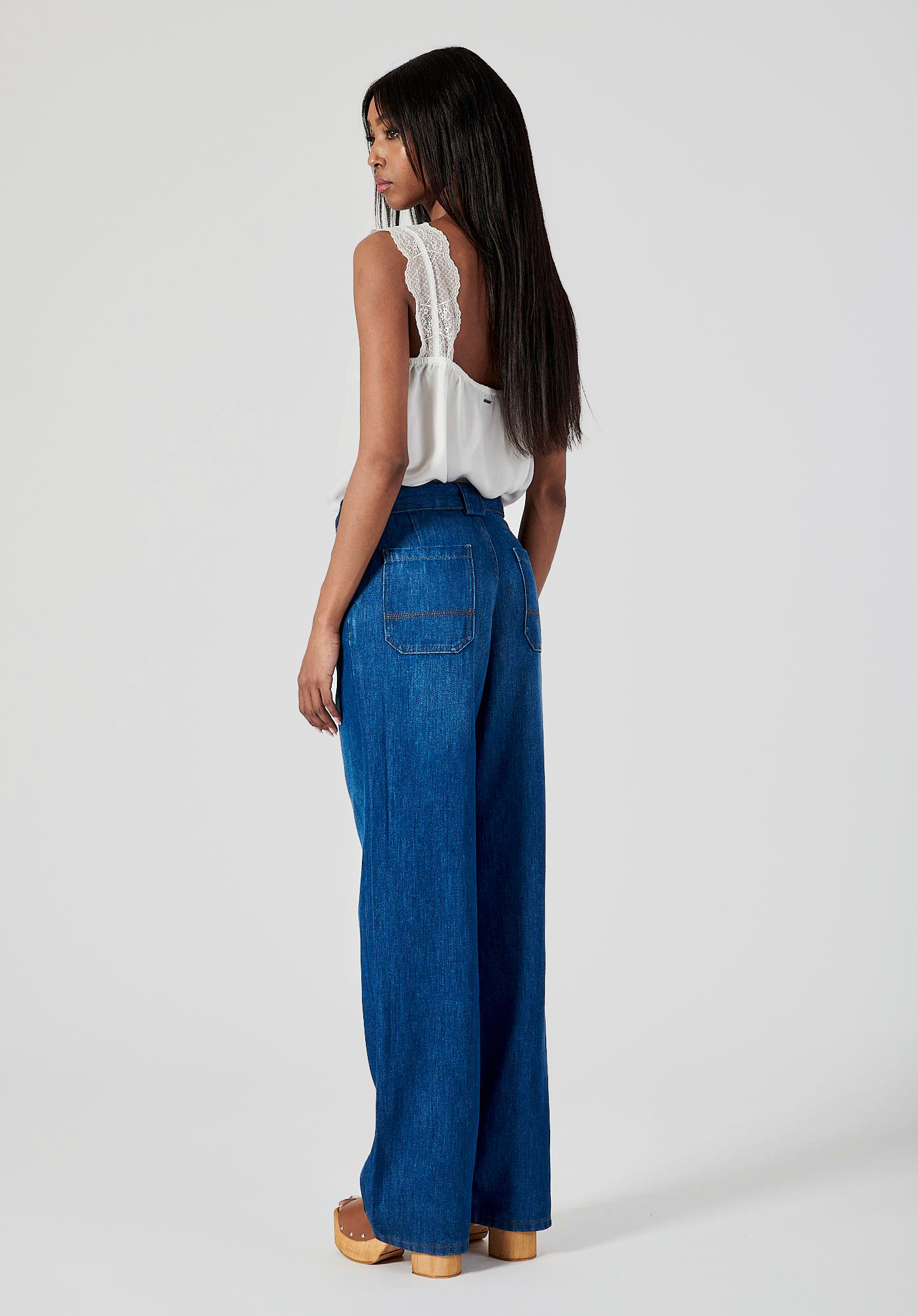 BRINA  Jean bleu taille haute femme