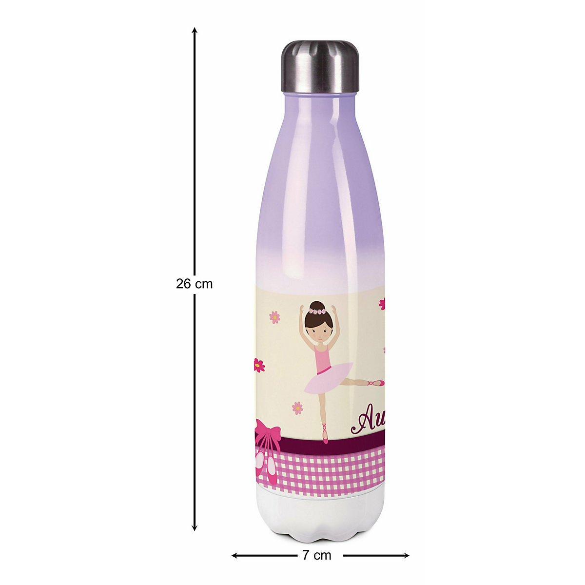Edelstahl Kinder Thermoflasche / Trinkflasche bunt Balerina Blume Spülmaschinenfest, Auslaufsicher, Bruchfest, Doppelwandig, Für Heißgetränke geeignet, Mit Deckel, Isoliert