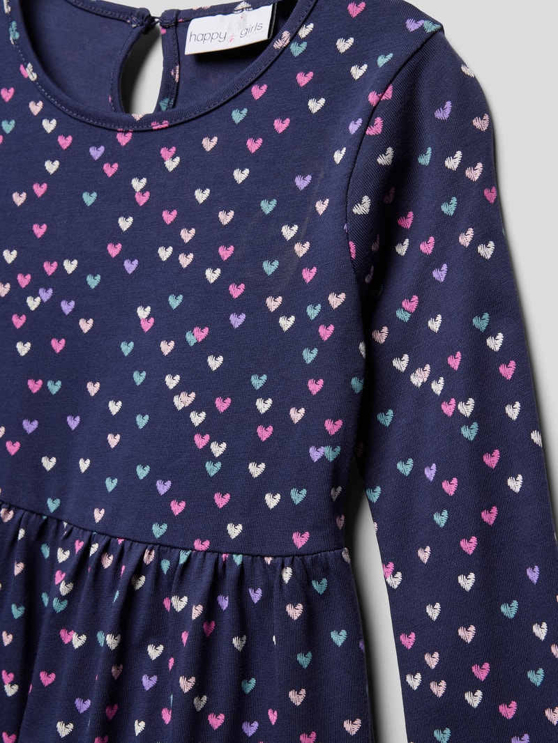 Knielanges Kleid mit Allover-Muster in marineblau