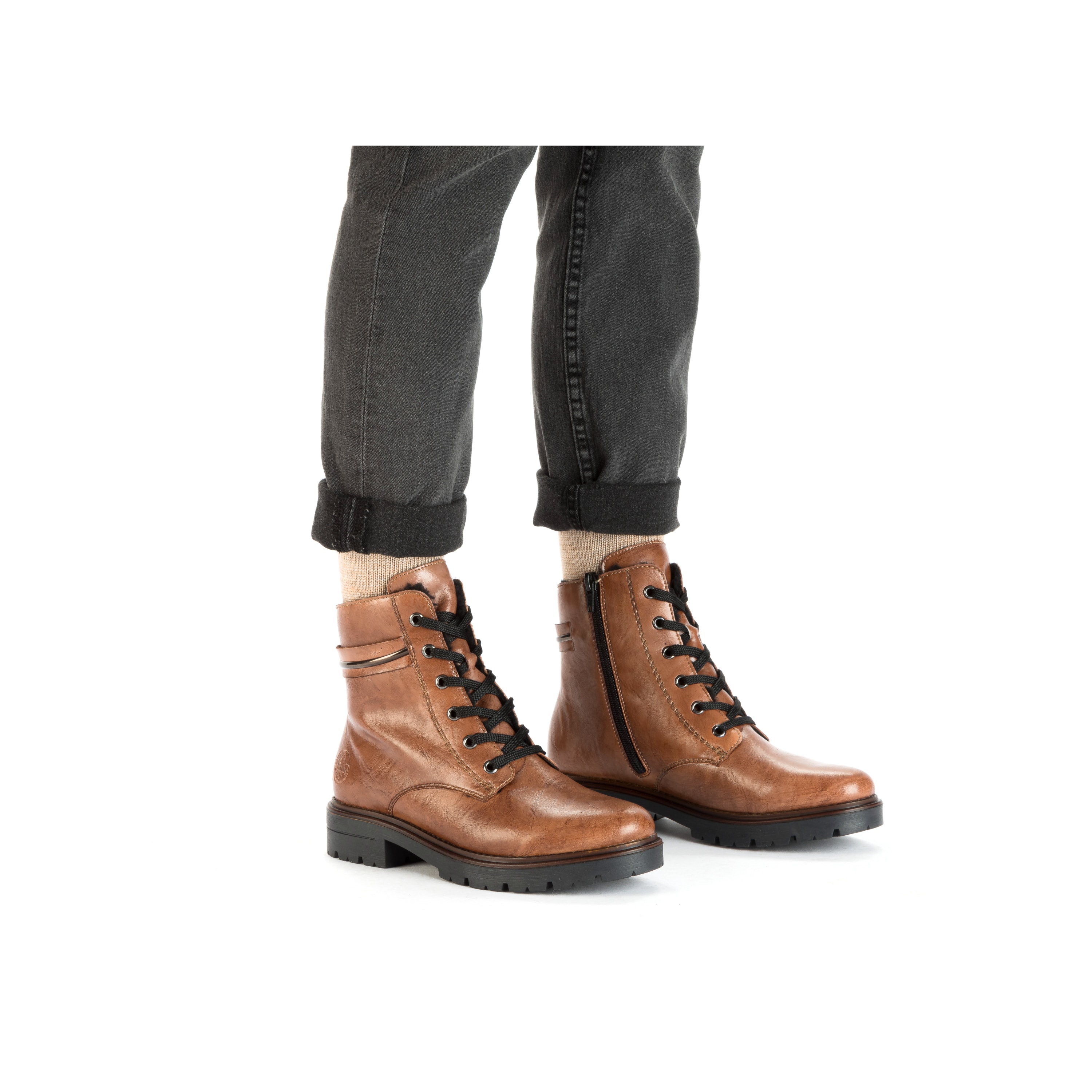 Rieker Damen Schnürstiefel kupferbraun