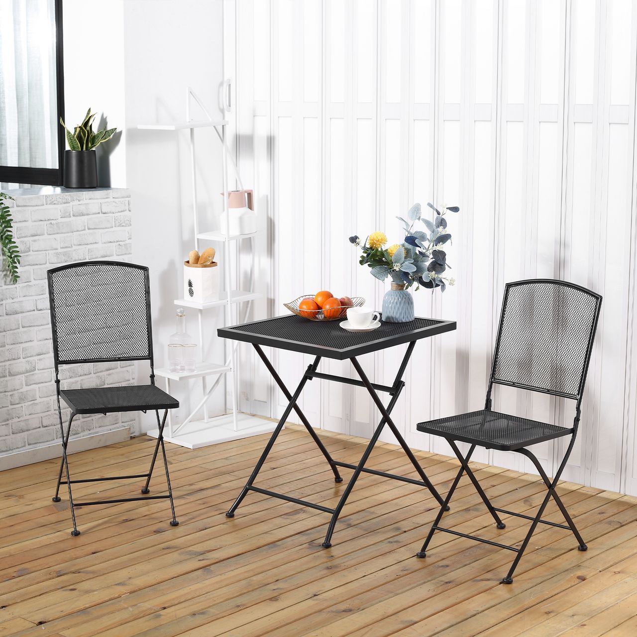 Outsunny 3-teiliges Bistro-Set Garnitur Sitzgruppe klappbar für Garten Balkon