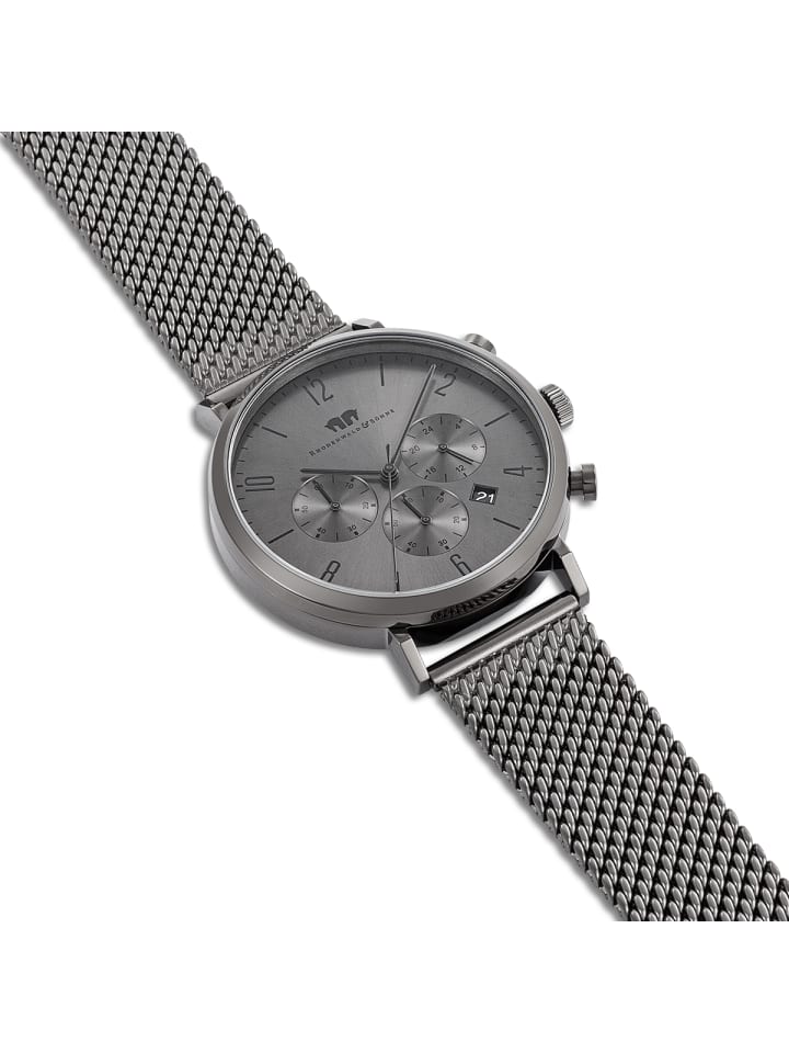 Rhodenwald & Söhne Herren Chronograph grau Edelstahl grau in grau günstig kaufen 21,5 cm