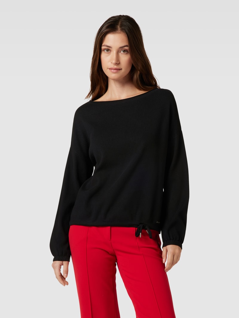 Strickpullover mit U-Boot-Ausschnitt in schwarz