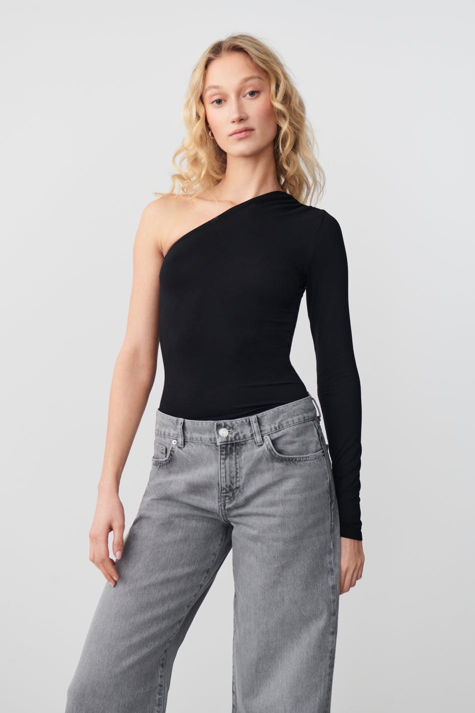 Soft touch one shoulder top