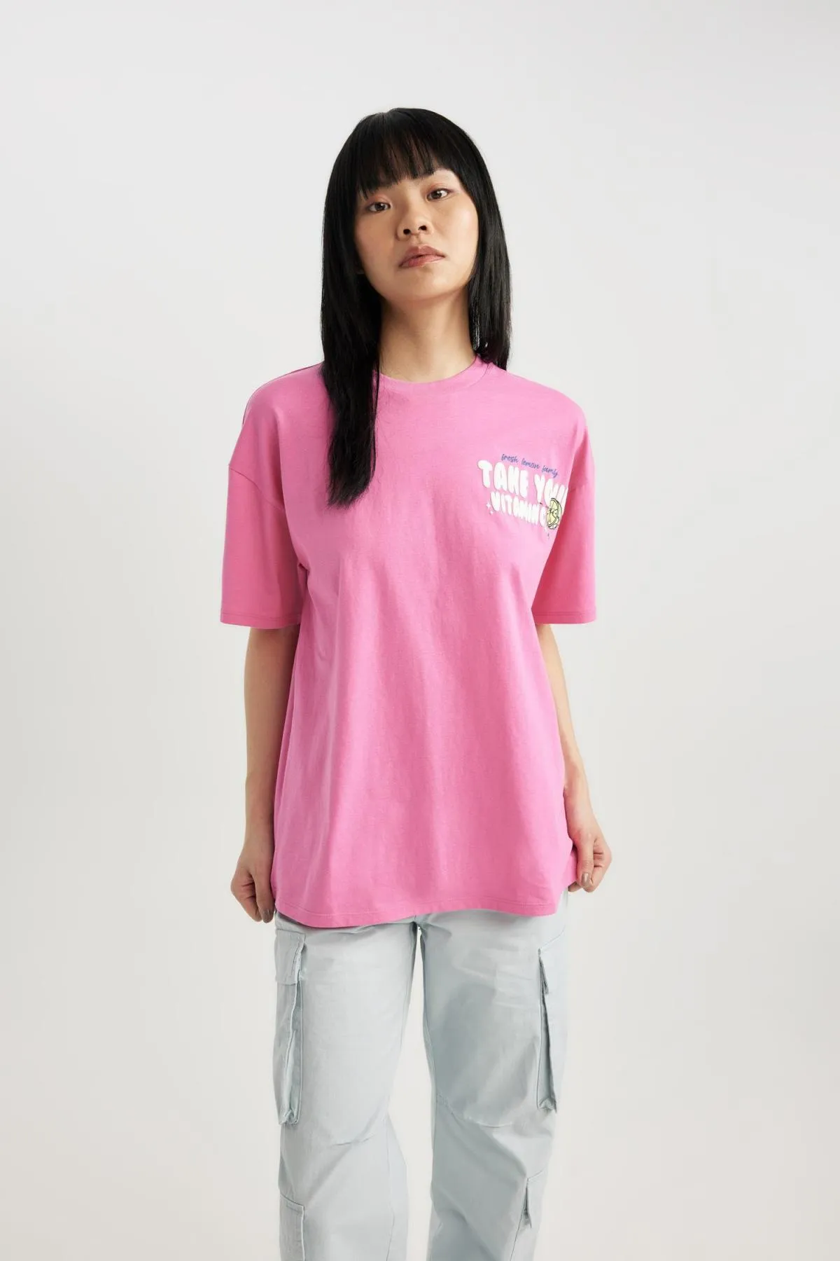 DeFacto  Unisex Cooles Oversize-T-Shirt mit Rückenaufdruck, kurzärmelig, B7047ax24sm