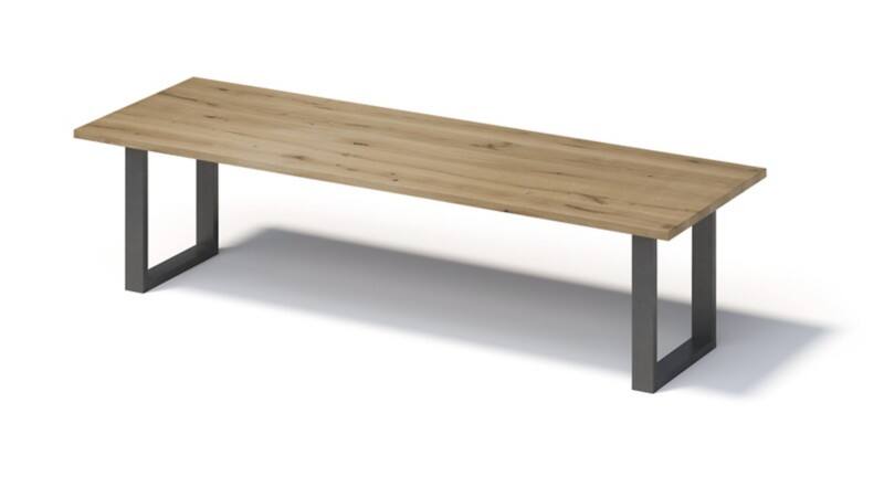 Bisley Fortis Table Regular, 3000 x 1000 mm, gerade Kante, geölte Oberfläche, O-Gestell, Oberfläche: P natürlich / Gestellfarbe: 303 blankstahl