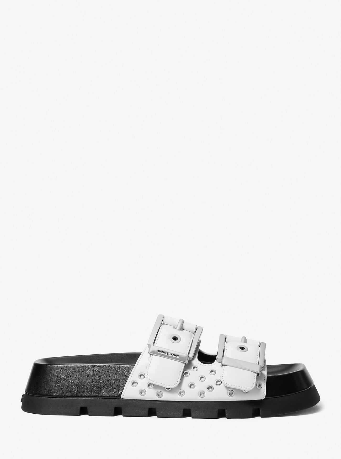 Colby Grommeted Leather Flat Sandal - OPTIC WHITE