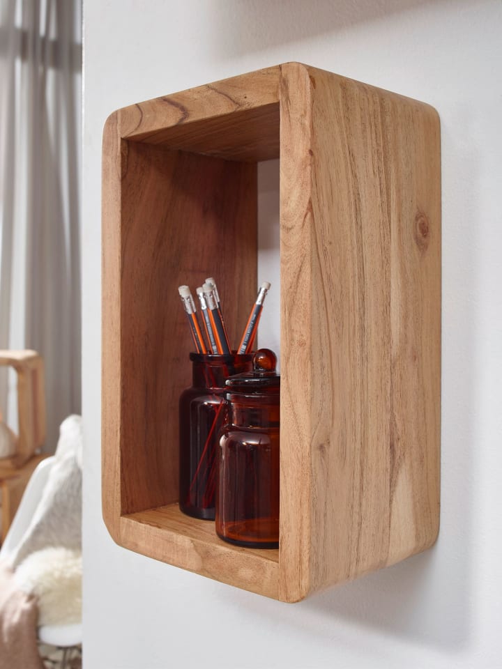 KADIMA DESIGN Wandregal Massivholz | 3-teiliges Set, Abgerundet, Hohe Belastbarkeit in Beige günstig kaufen onesize