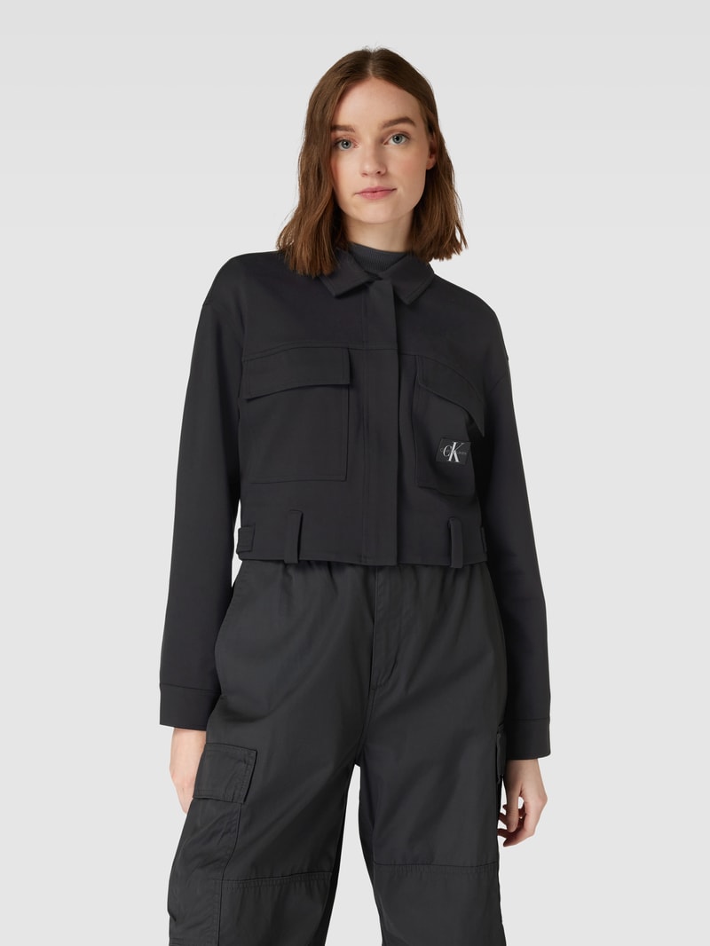 Jacke mit Label-Patch und Pattentaschen Modell 'MILANO' in black